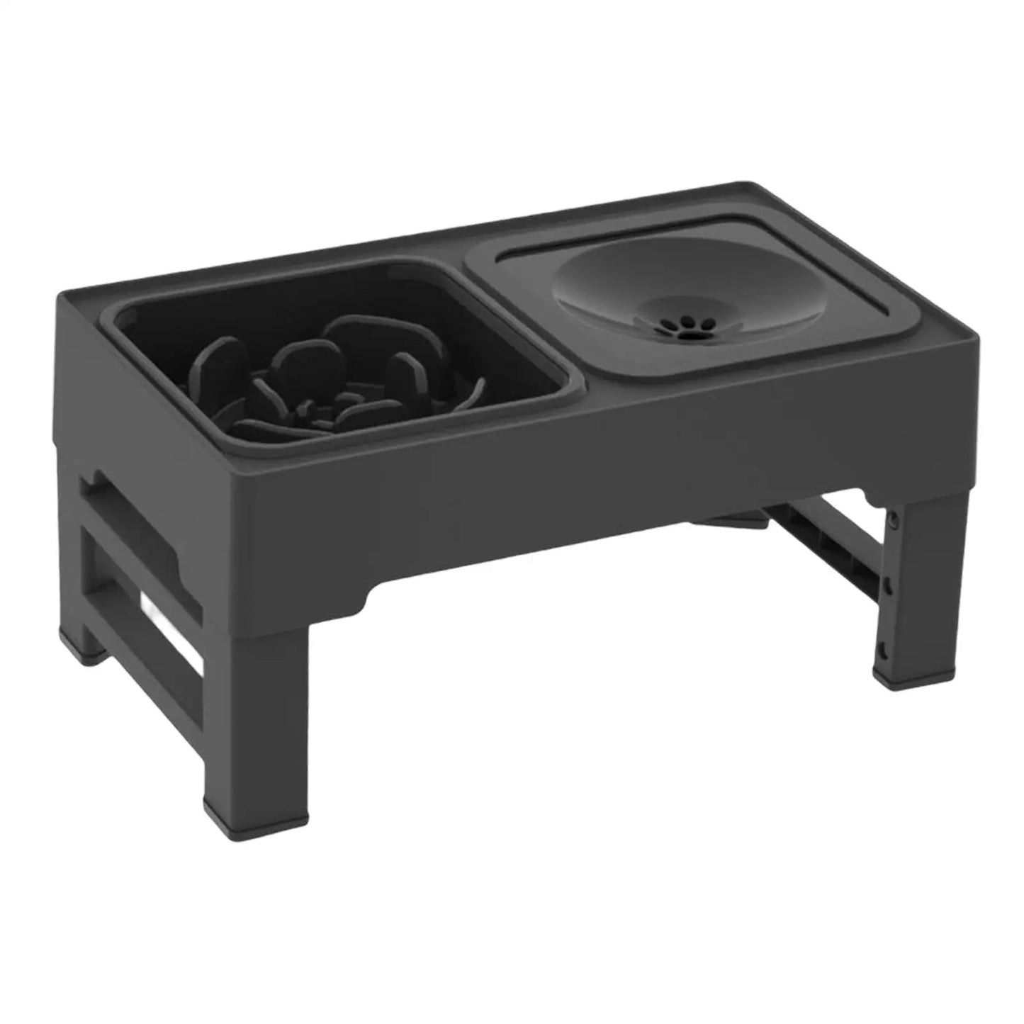 Adjustable Elevated Dog Bowls 4 Heights with Slow Feeder & No-Spill Water Bowl | Raised Feeder for Medium & Large Dogs