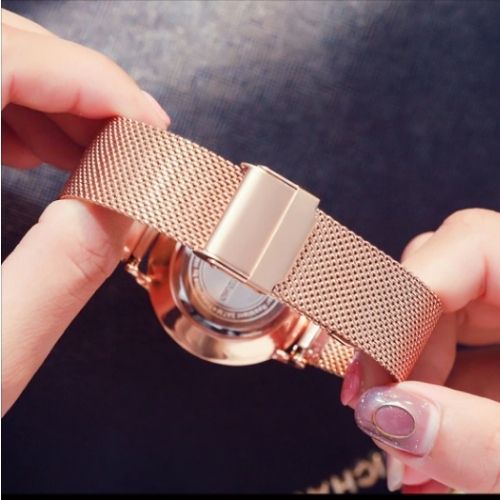 Hannah Martin Women Watch – Japan Quartz Minimalist Rose Gold Mesh Luxury Dress Watch with Colorful Markers