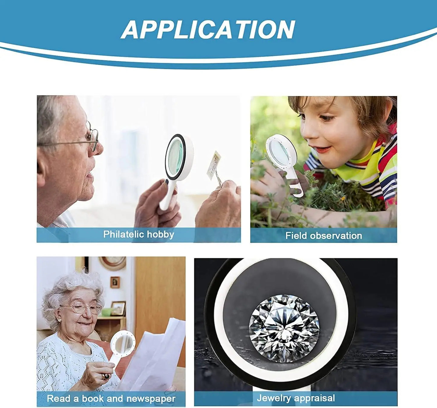 30X Handheld Magnifying Glass with 12 LED Lights | Real Glass Lens Illuminated Magnifier for Reading & Hobbies