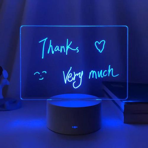 Rewritable LED Message Board Night Light – Acrylic Note Pad Lamp with 7 Colors, Touch Control for Kids Room & Home Decor