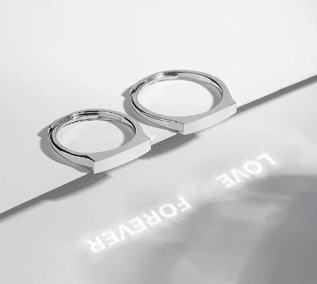 925 Sterling Silver I Love You Projection Couple Rings – Hidden Message Promise Rings for Him & Her – Romantic Gift