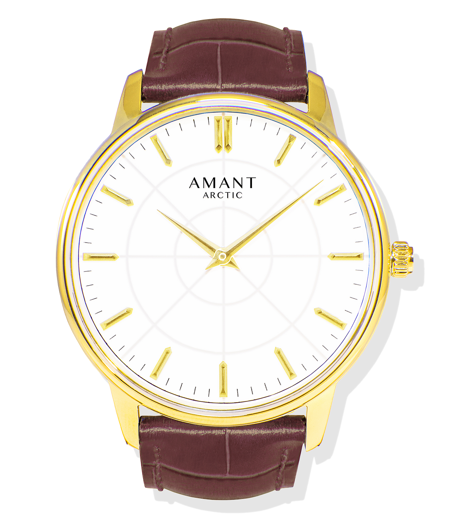AMANT Arctic Luxury Watch – Ultra-Thin 6mm Gold-Tone Sapphire Glass Dress Watch with Leather Strap