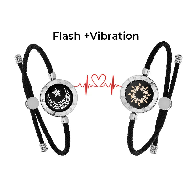 Totwoo Sun & Moon Long Distance Touch Bracelets – Smart Vibration Love Bracelets for Couples with App, Lights & Messages