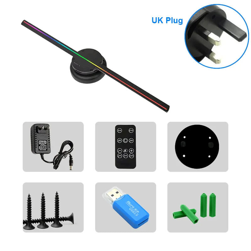 42 cm 3D Hologram Fan Projector – WiFi App-Controlled LED Holographic Display for Advertising, Parties & Decor