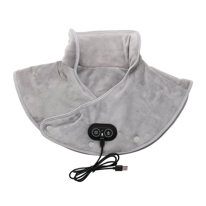 Electric Heated Neck & Shoulder Pad – USB Powered Heating Wrap with Vibration Massage, 3 Heat Levels
