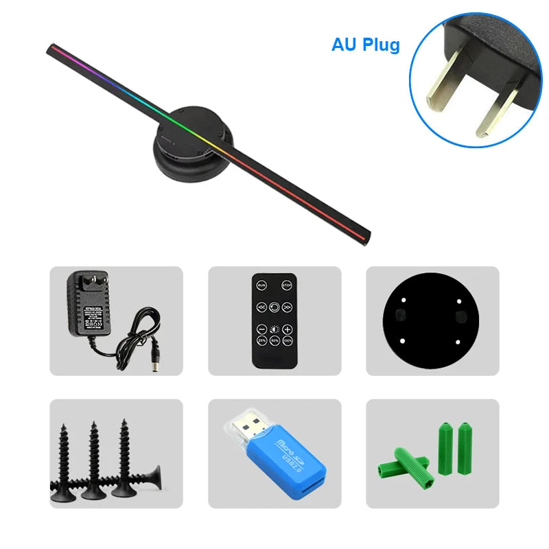 42 cm 3D Hologram Fan Projector – WiFi App-Controlled LED Holographic Display for Advertising, Parties & Decor