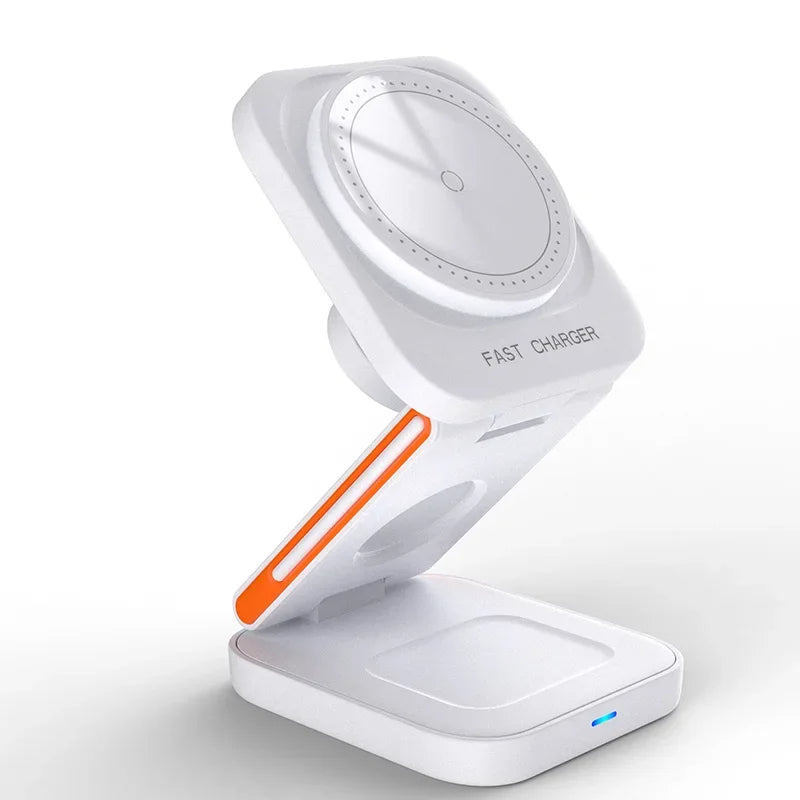 3-in-1 Foldable Wireless Charging Station – MagSafe Compatible Charger for iPhone, Apple Watch &amp; AirPods