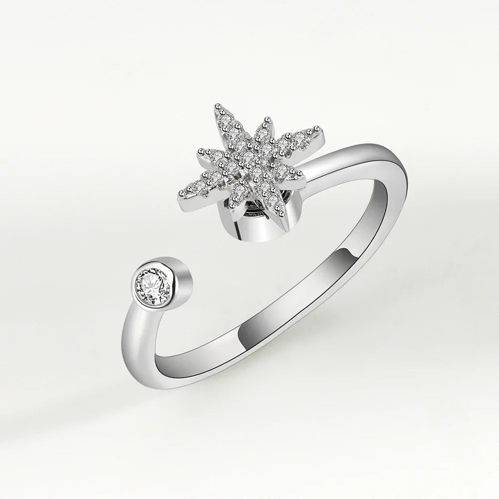 Fidget Spinner Anxiety Ring – Adjustable Crystal Stress Relief Ring for Women – Anti-Anxiety Jewelry Gift