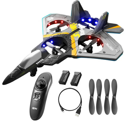 RC Fighter Jet Drone with 360° Flips | Ready-to-Fly Stunt Plane for Kids & Beginners | LED Lights & Crash-Resistant