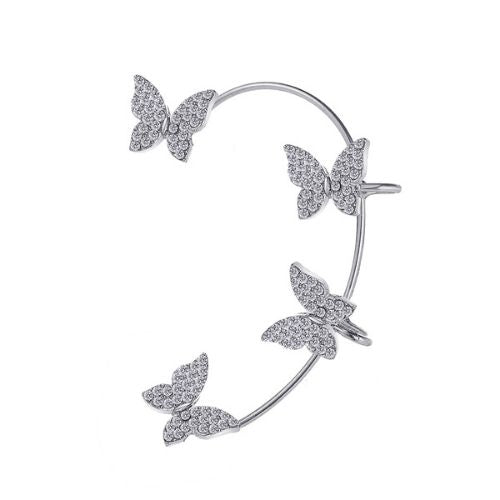 4-Piece Crystal Butterfly Ear Cuffs No Piercing | Gold Butterfly Climber Earrings Set
