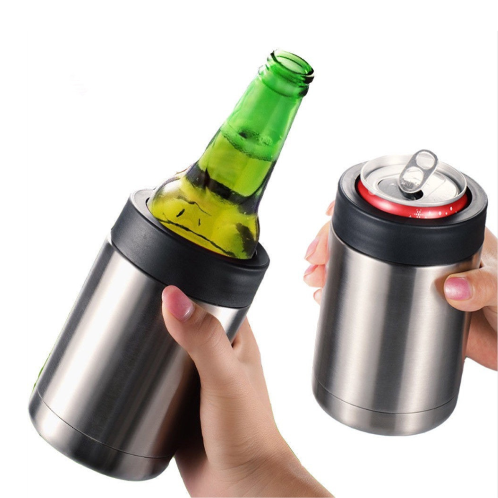 3-in-1 Stainless Steel Can Cooler 500 ml | Vacuum Insulated Beer & Bottle Holder | Keeps Drinks Cold 8 Hours