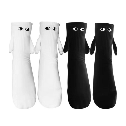 Magnetic Holding Hands Couple Socks with 3D Eyes | Funny Hand-Holding Socks Gift for Couples