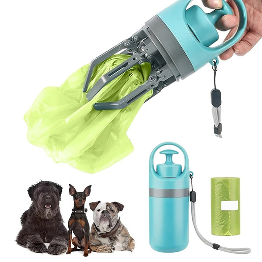 Portable 3-in-1 Dog Poop Scooper with Built-in Bag Dispenser & Odor-Proof Bin – Hands-Free Pet Waste Picker with Trigger Claw