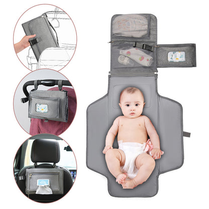 Portable Diaper Changing Pad Clutch – Waterproof Travel Changing Station with Stroller Straps