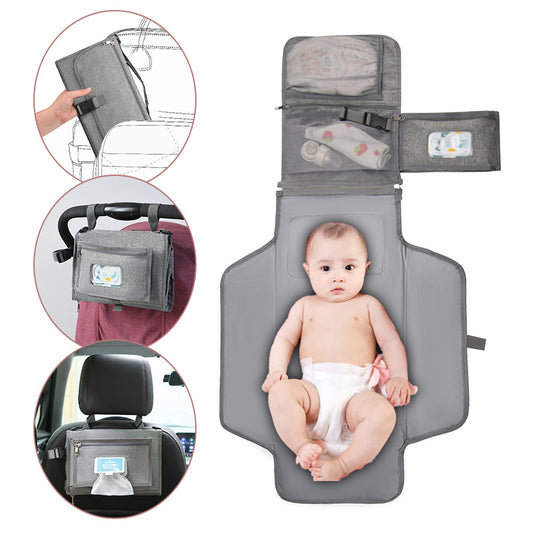 Portable Diaper Changing Pad Clutch – Waterproof Travel Changing Station with Stroller Straps