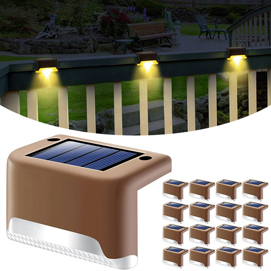 16-Pack Solar Deck Lights Outdoor Warm White – Waterproof Stair Step Lights Auto On/Off, Fence Patio Garden Pathway Lighting