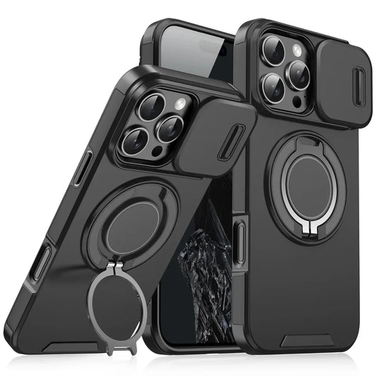 iPhone Armor Case with Slide Camera Cover, MagSafe, Kickstand & Wrist Strap – Full Protection
