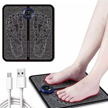 EMS Electric Foot Massager Mat – Portable USB Rechargeable Foot Stimulator Pad with Multiple Modes for Pain Relief