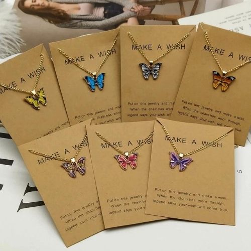 Make a Wish Butterfly Necklace – Dainty 18K Gold-Plated Pendant with Gift Card