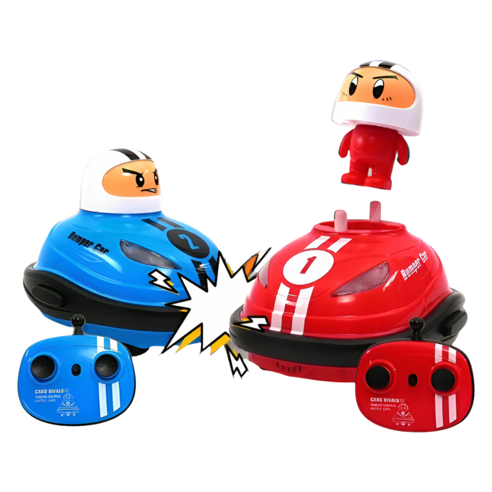 RC Battle Bumper Cars Set – 2-Pack Remote Control Bumping Cars with Pop-Up Ejection Drivers, Lights & 2.4GHz Controllers