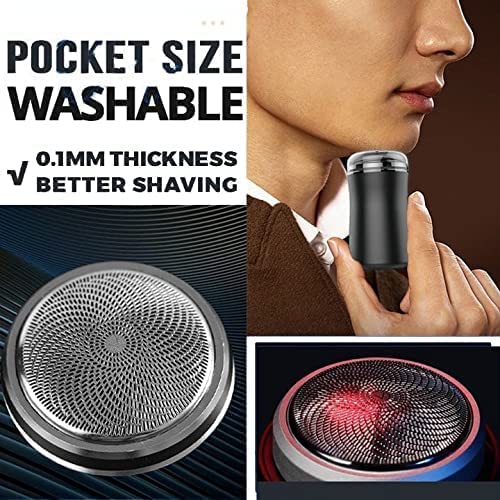 Mini Pocket Electric Shaver USB-C Rechargeable | Washable Travel Rotary Razor for Men | 6600 RPM