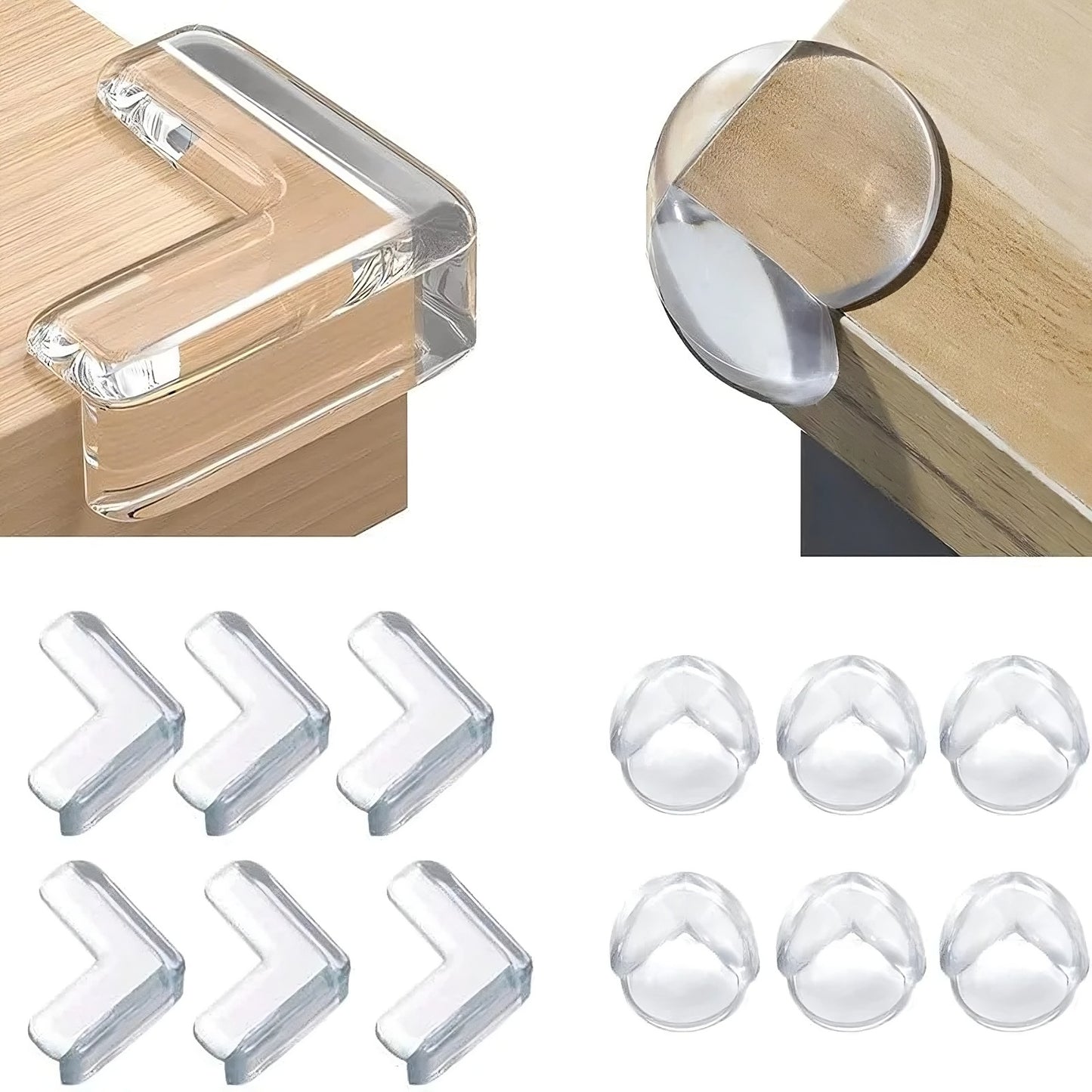 Clear Table Corner Protectors for Baby Safety – Transparent Edge Guards Bumpers, Various Shapes (10/20pcs Packs)