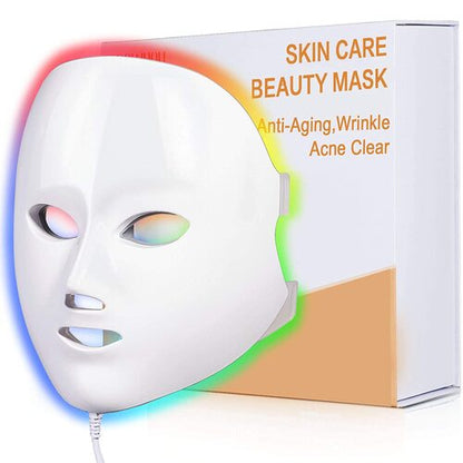 7-Color LED Light Therapy Face Mask | Anti-Aging, Acne & Redness Treatment | Wireless Red & Blue Light Therapy Mask
