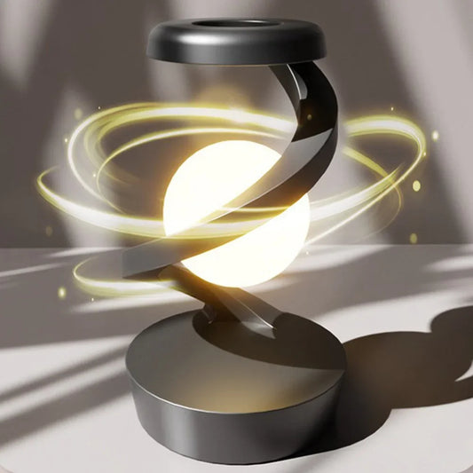 Anti-Gravity Floating Helix Lamp with 15W Wireless Charger | Levitating Moon LED Night Light