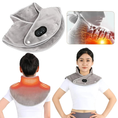 Electric Heated Neck & Shoulder Pad – USB Powered Heating Wrap with Vibration Massage, 3 Heat Levels