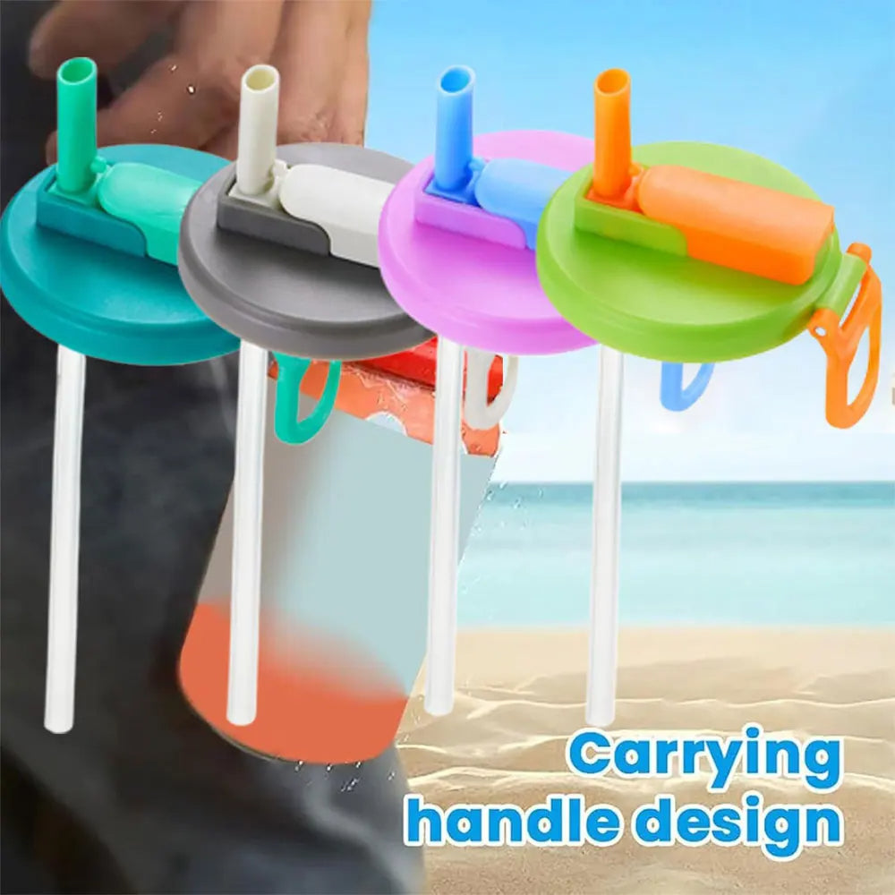 4-Pack Soda Can Lids with Silicone Straw – Spill-Proof Reusable Covers for Standard Cans