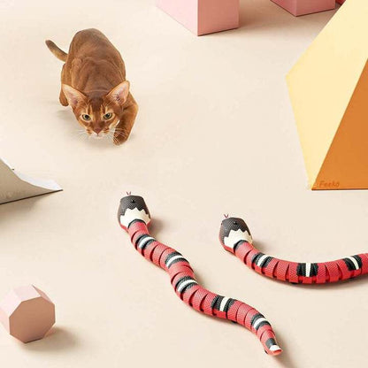 Interactive Snake Cat Toy Rechargeable | Smart Sensing Moving Snake with Glowing Eyes for Cats & Dogs