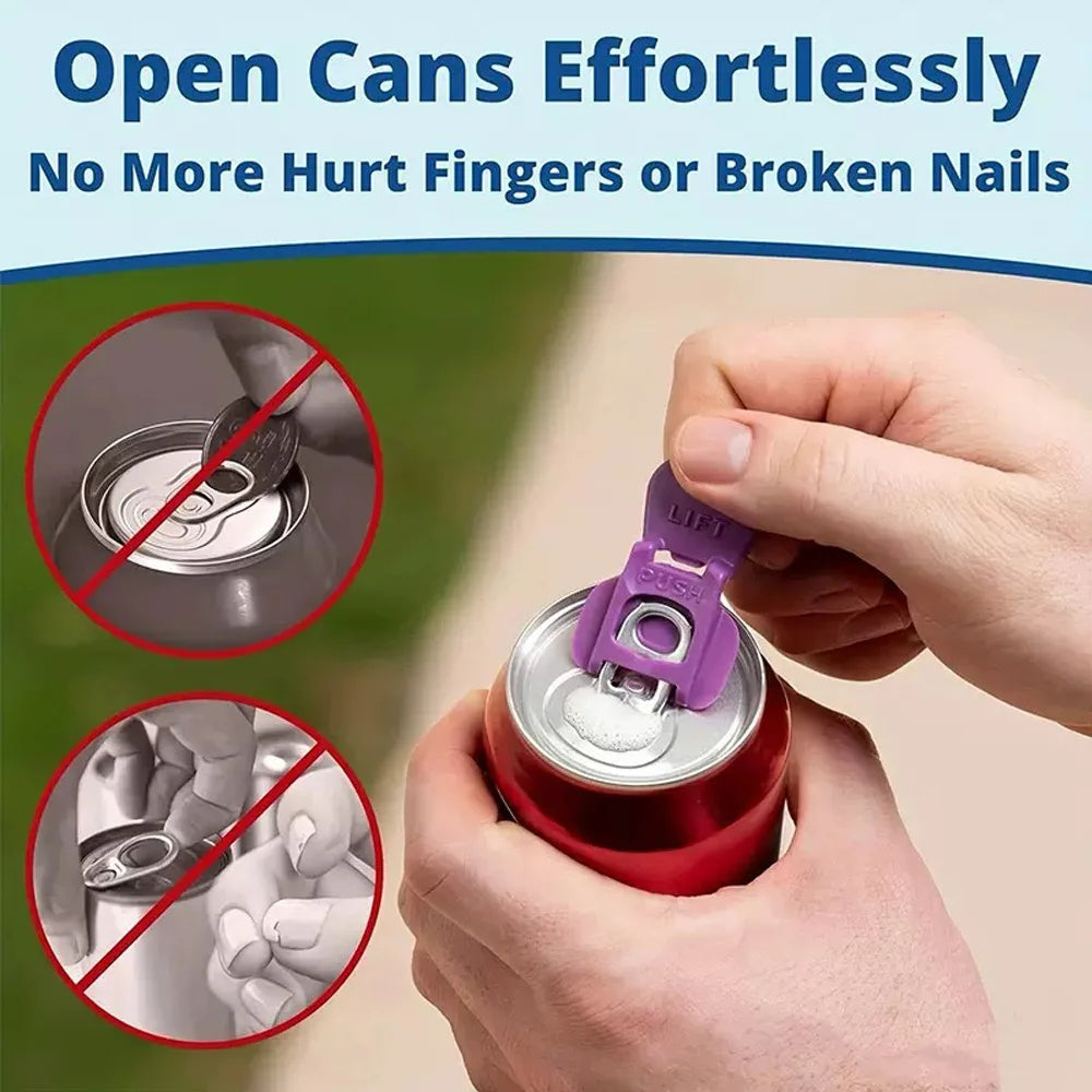 Easy Soda Can Opener Tool – Lift & Push Can Tab Opener for Nails Protection, Multi-Color Packs (6/12/36pcs)