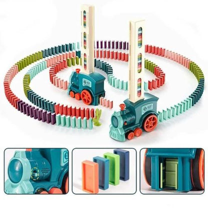 Automatic Domino Laying Train Toy Set – Fun Educational Domino Blocks with Lights & Sounds for Kids Ages 3+
