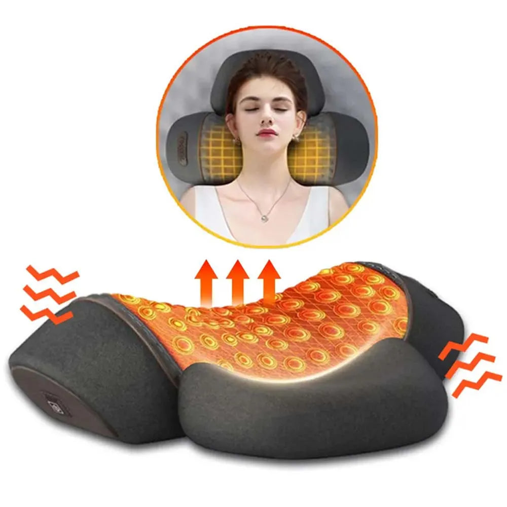 Electric Neck Massage Pillow – Heated Shiatsu Vibrating Neck & Shoulder Relaxer with Deep Kneading