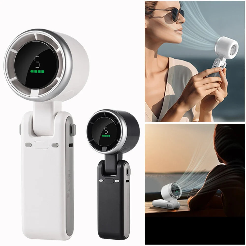 Portable Turbo Handheld Fan – 13,500 RPM Rechargeable Pocket Fan with 5 Speeds – Mini Cooling Device