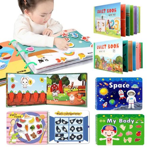 Montessori Busy Book for Toddlers 1-4 Years | 20+ Themes Quiet Book with Markers & Stickers | Educational Activity Book