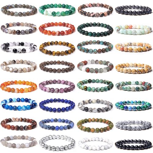 Natural Crystal Healing Bracelet Set – 8 mm Genuine Gemstone Beaded Energy Bracelets for Protection, Confidence & Good Luck