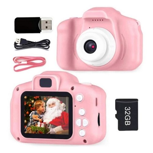 Kids Digital Camera with 32 GB Card – 3 MP Photos, 1080p Video & Fun Games (Pink)