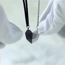 Magnetic Heart Couple Necklace Set | Black & White Attracting Hearts Pendant for Couples & Best Friends