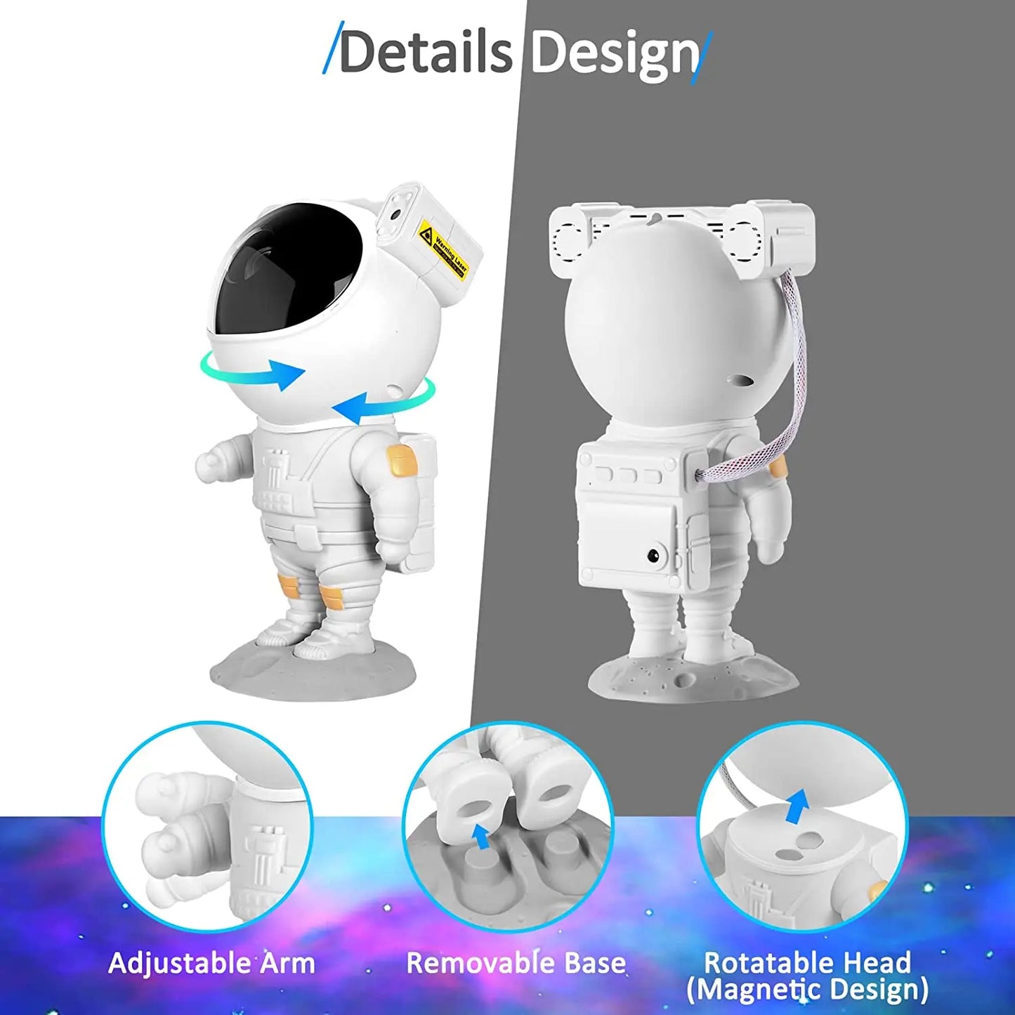 Astronaut Galaxy Projector Night Light – 360° Rotating Star Projector Lamp with Remote, Nebula Effects for Bedroom & Home Theater