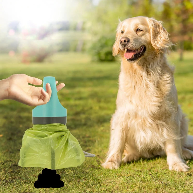 Portable 3-in-1 Dog Poop Scooper with Built-in Bag Dispenser & Odor-Proof Bin – Hands-Free Pet Waste Picker with Trigger Claw