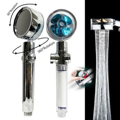 Turbo Propeller Shower Head High Pressure with Filter | 360° Rotating Power Spray Spa Shower Head