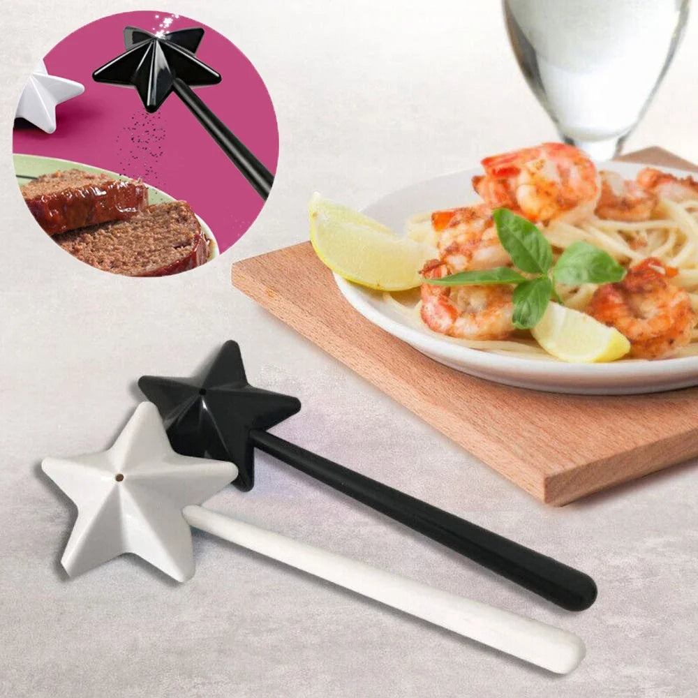Magic Wand Salt & Pepper Shakers Set of 2 | Star Wand Spice Dispenser | Fun Kitchen Gift for Kids & Adults