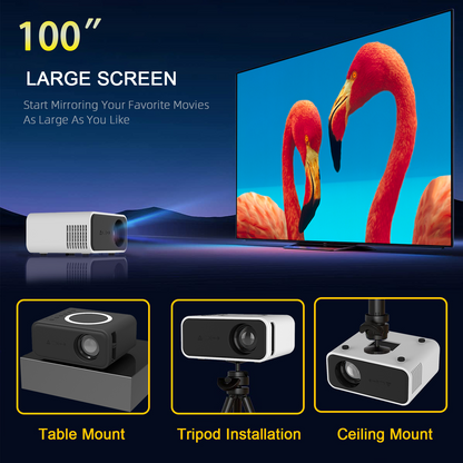 Mini LED Projector YT300 1080P Wireless | Power-Bank Powered Portable Home Cinema Projector for iPhone & Android