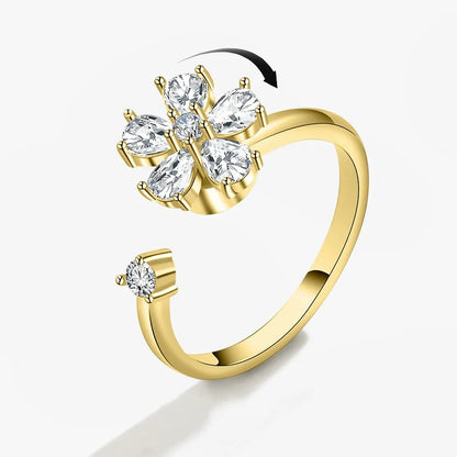 Fidget Spinner Anxiety Ring – Adjustable Crystal Stress Relief Ring for Women – Anti-Anxiety Jewelry Gift