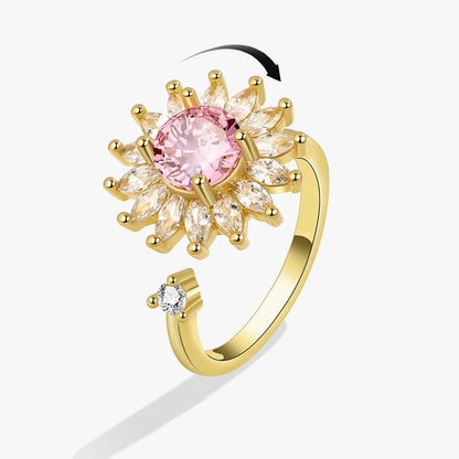 Fidget Spinner Anxiety Ring – Adjustable Crystal Stress Relief Ring for Women – Anti-Anxiety Jewelry Gift