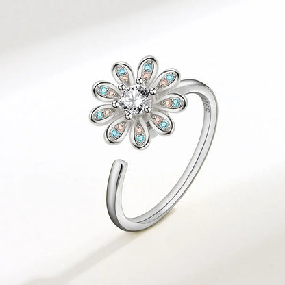 Fidget Spinner Anxiety Ring – Adjustable Crystal Stress Relief Ring for Women – Anti-Anxiety Jewelry Gift