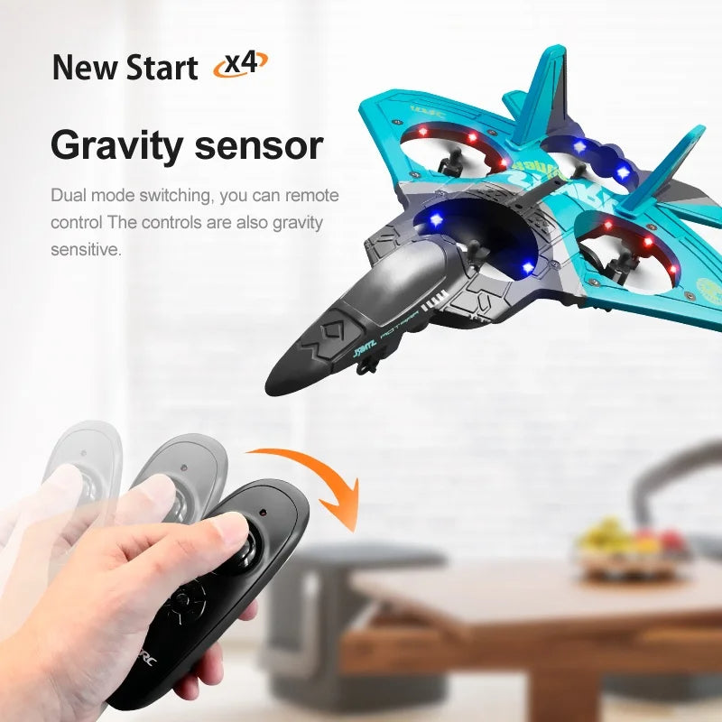 RC Fighter Jet Drone with 360° Flips | Ready-to-Fly Stunt Plane for Kids & Beginners | LED Lights & Crash-Resistant