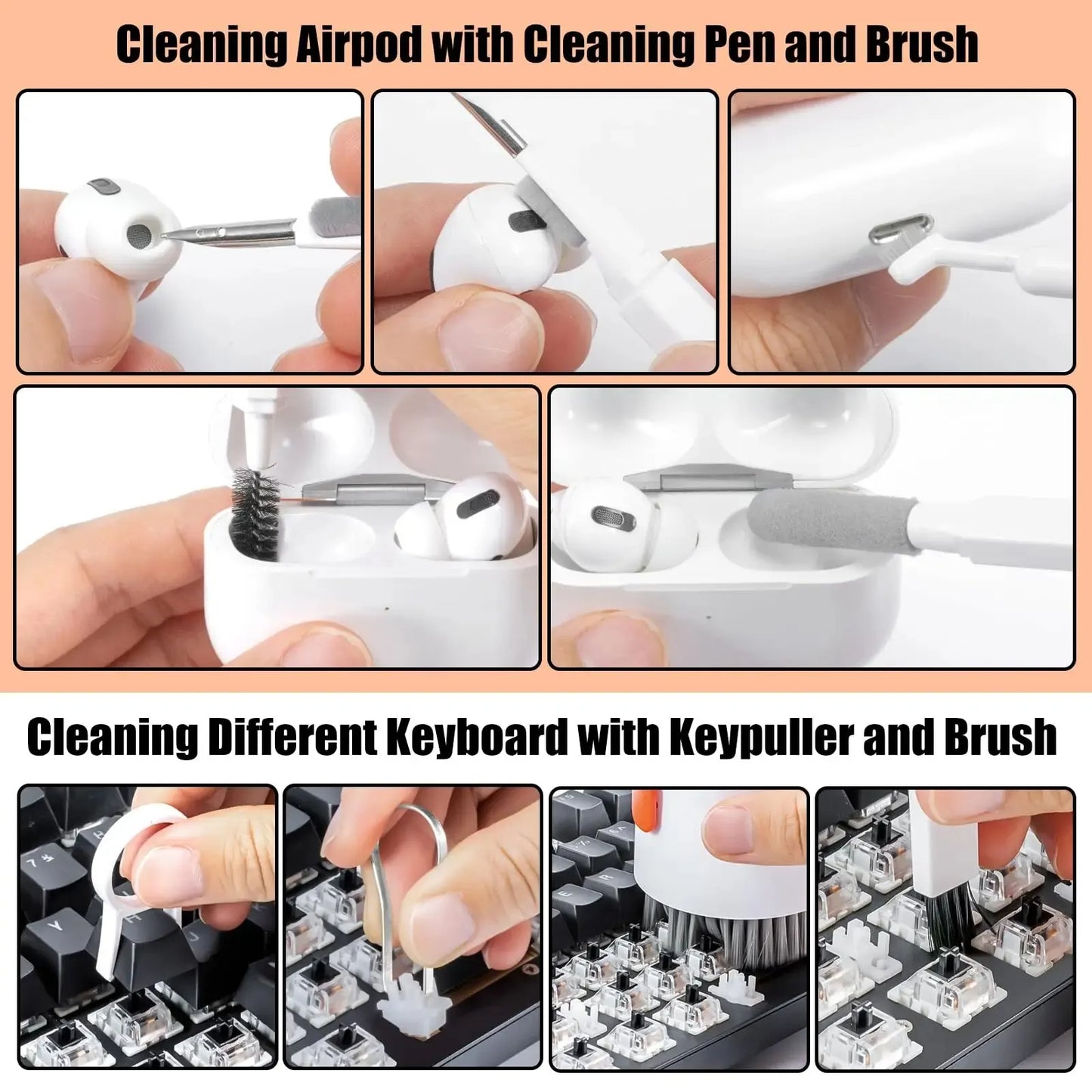 20-in-1 Electronics Cleaner Kit – Pro AirPods, Keyboard, Phone, Laptop & Camera Cleaning Set with Air Blower, Keycap Puller & Screen Spray