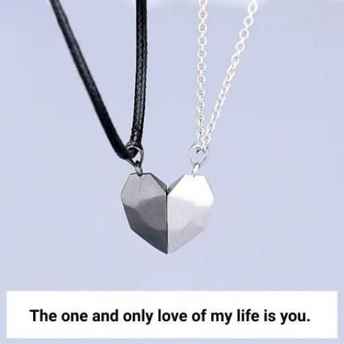 Magnetic Heart Couple Necklace Set | Black & White Attracting Hearts Pendant for Couples & Best Friends